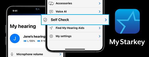 Image of Starkey's Self Check feature on their My Starkey app